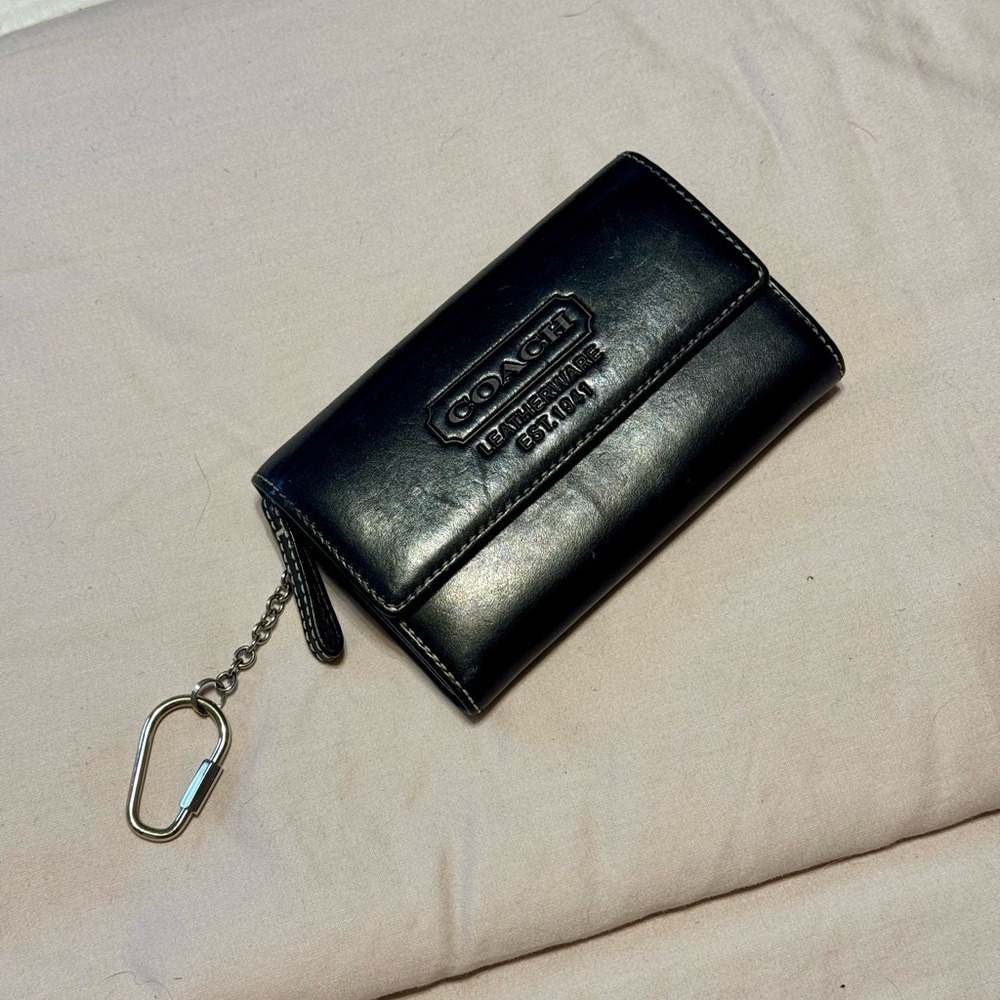 Coach Black Leather Keychain Wallet